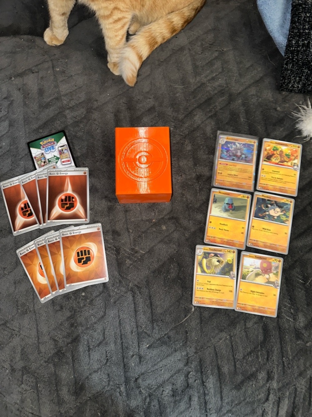 Pokemon destined rivals cards energy and Orange deck box New